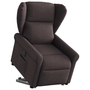 vidaXL Sill&oacute;n el&eacute;ctrico reclinable elevable de tela marr&oacute;n oscuro