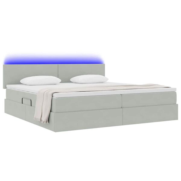 vidaXL Cama con almacenamiento y LED Gris Claro 200 x 200 cm