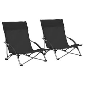 vidaXL Sillas plegables, 2 unidades, tela negra