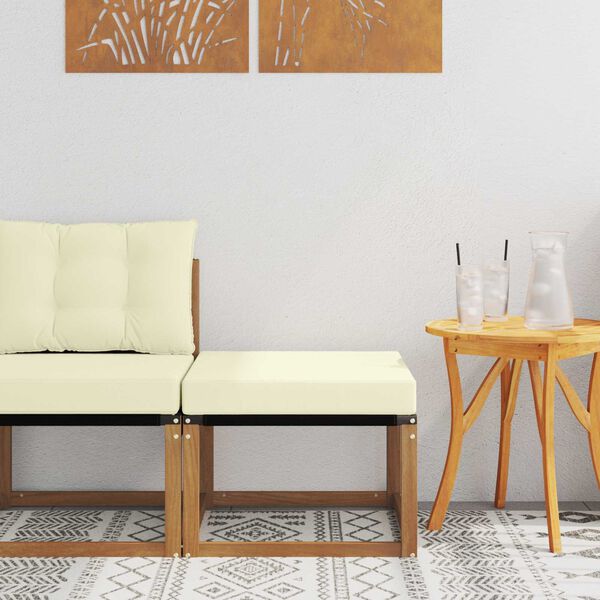 vidaXL Reposapi&eacute;s de exterior Madera maciza de Acacia y Tela Textilene