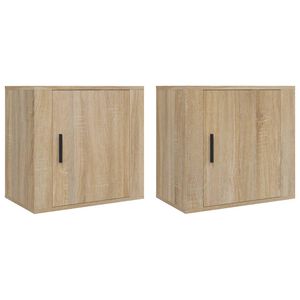 vidaXL Mesitas de noche de pared 2 uds color roble Sonoma 50x30x47 cm