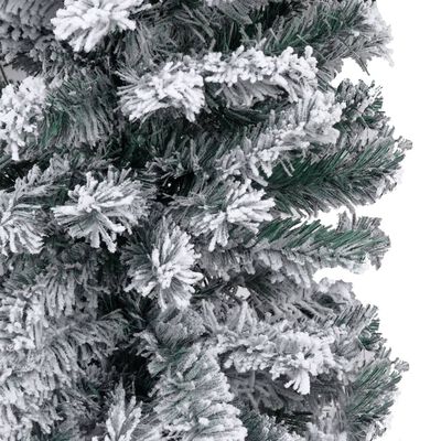 vidaXL Árbol de Navidad delgado con nieve PVC verde 150 cm