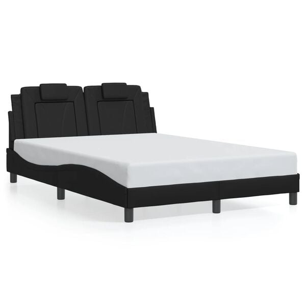 vidaXL Estructura de cama Viana sin colch&oacute;n cuero sint&eacute;tico negro 120x200 cm