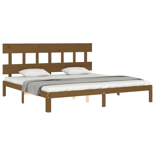 vidaXL Estructura cama y cabecero madera maciza marr&oacute;n miel 200x200 cm