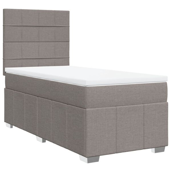 vidaXL Cama box spring con colch&oacute;n tela gris taupe 90x190 cm