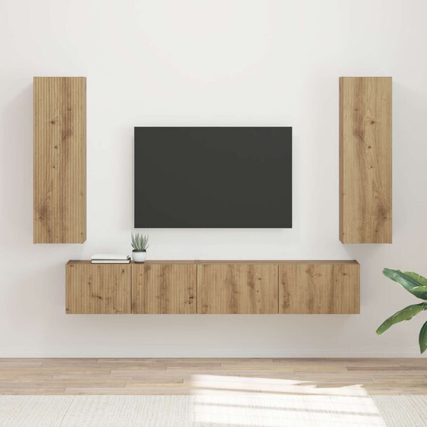 vidaXL Conjunto de mueble de TV 3 pcs Roble artesanal