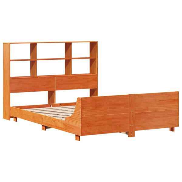 vidaXL Cama sin colch&oacute;n madera maciza de pino marr&oacute;n cera 140x200 cm