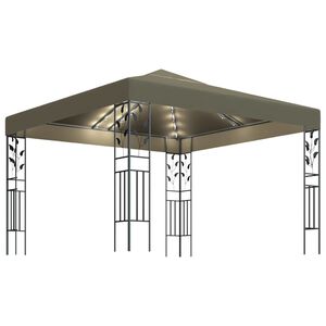 vidaXL Carpa cenador de jard&iacute;n con tira de luz LED 3x3m taup&eacute; 180 g/m&sup2;
