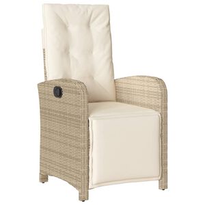 vidaXL Sill&oacute;n reclinable de jard&iacute;n con reposapi&eacute;s rat&aacute;n PE beige