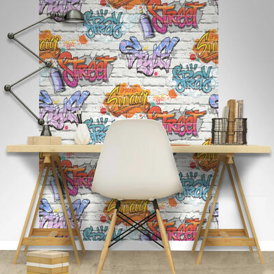 DUTCH WALLCOVERINGS Papel de pared diseño graffiti multicolor L179-05