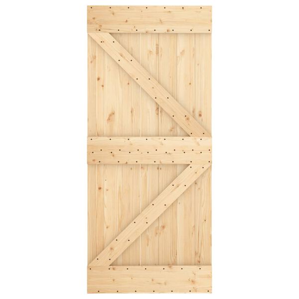 vidaXL Puerta corredera con herrajes madera maciza de pino 90x210 cm