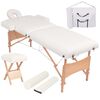 vidaXL Camilla de masaje y taburete plegable 2 zonas 10 cm blanco