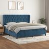 vidaXL Cama box spring con colch&oacute;n terciopelo azul oscuro 200x200 cm