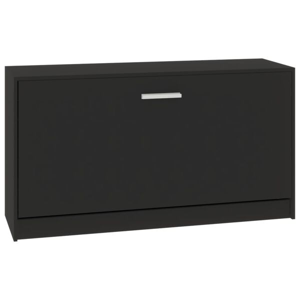 vidaXL Banco zapatero negro 80x24x45 cm madera de ingeniería