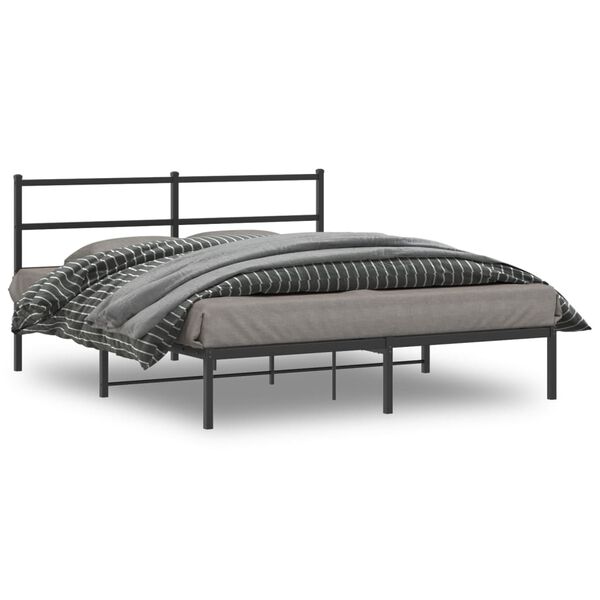 vidaXL Estructura cama sin colchón con cabecero metal negro 150x200 cm