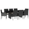 vidaXL Set de comedor de jard&iacute;n 9 pzas y cojines rat&aacute;n sint&eacute;tico negro