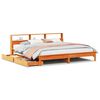 vidaXL Cama con estanter&iacute;a sin colch&oacute;n madera maciza marr&oacute;n 200x200 cm