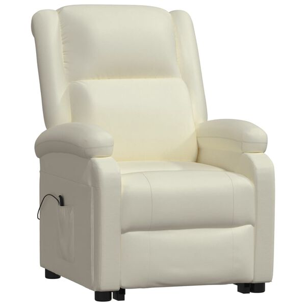 vidaXL Sill&oacute;n elevable cuero sint&eacute;tico crema