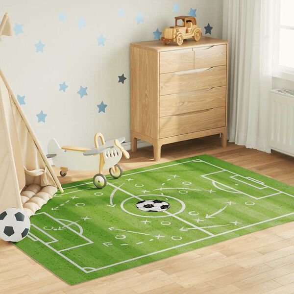 vidaXL Alfombra ni&ntilde;os lavable antideslizante campo f&uacute;tbol 160x230 cm