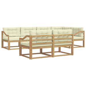 vidaXL Conjunto de sof&aacute;s de exterior 6 pcs Blanco y Crema Poli&eacute;ster