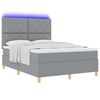 vidaXL Cama Box Spring LED con colch&oacute;n Gris Claro 160 x 200 cm tela