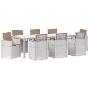vidaXL Conjunto de Comedor de Jard&iacute;n 9 uds. Blanco y Topo PP