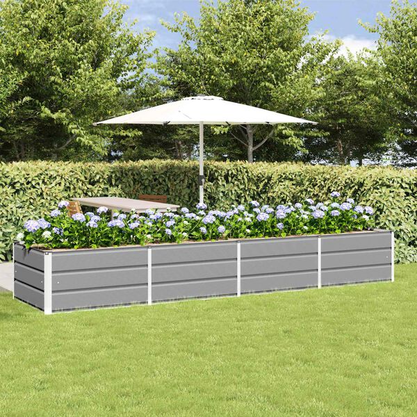 vidaXL Jardinera Gris Claro 320 x 80 x 45 cm Acero