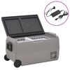 vidaXL Nevera con ruedas y adaptador PP y PE negro y gris 50 L