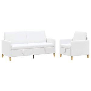 vidaXL Juego de Sof&aacute;s con Almacenamiento 2 uds. Blanco Poli&eacute;ster