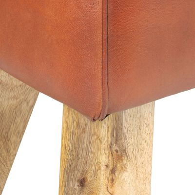 vidaXL Banco potro gimnasio cuero auténtico madera mango marrón 38 cm