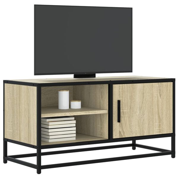 vidaXL Mueble TV metal y madera ingenier&iacute;a roble Sonoma 80x34,5x40 cm