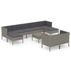 vidaXL Set de muebles de jard&iacute;n 10 pzas y cojines rat&aacute;n sint&eacute;tico gris
