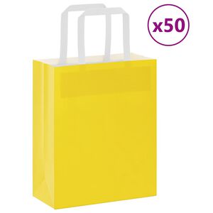vidaXL Bolsas de papel con asas 50 uds amarillas 18x8x22 cm