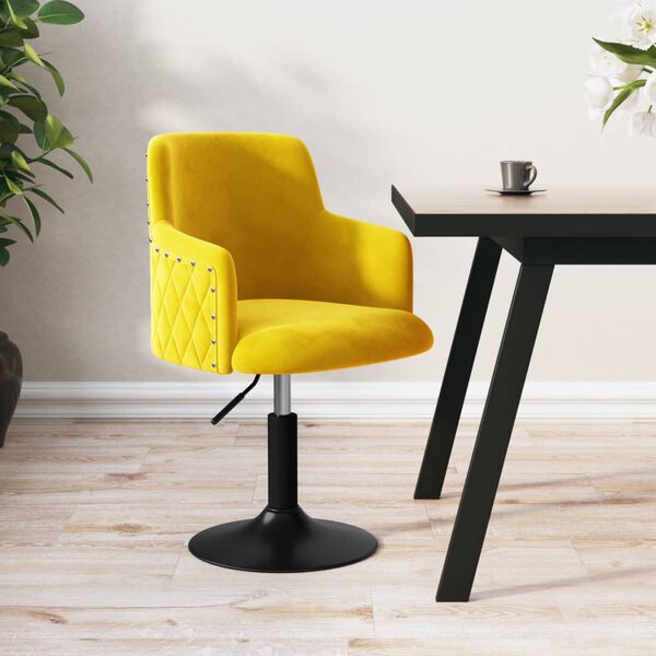 vidaXL Silla de comedor giratoria de terciopelo amarillo mostaza