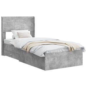 vidaXL Estructura de cama con almacenamiento y cabecero Gris Hormig&oacute;n