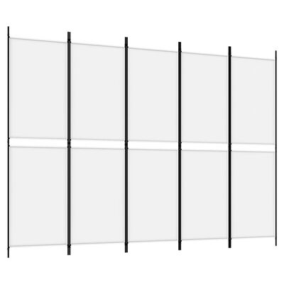 vidaXL Biombo divisor de 5 paneles de tela blanco 250x180 cm