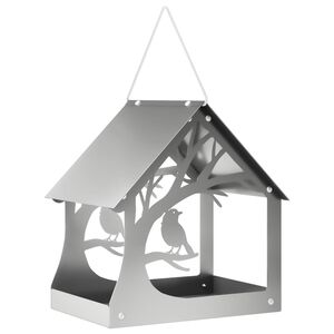 vidaXL Comedero colgante para p&aacute;jaros Acero Galvanizado Plateado