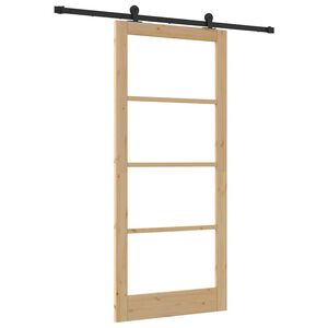 vidaXL Puerta Corredera ORKDAL Natural y negro 93 x 211 cm