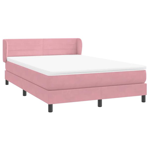 vidaXL Cama box spring con colch&oacute;n terciopelo rosa 160x210 cm