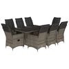 vidaXL Set comedor jard&iacute;n 9 pzas y cojines rat&aacute;n sint&eacute;tico gris