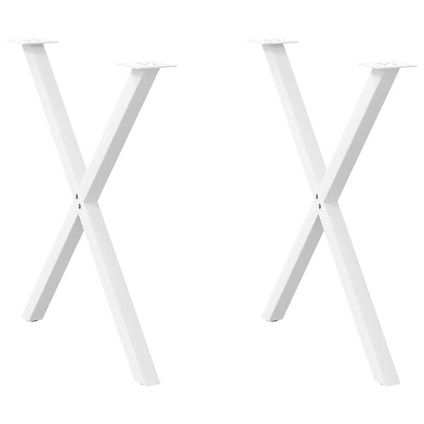 vidaXL Patas para mesa de comedor en forma de X (2 unidades), color blanco, 70 x (72-73) cm, acero
