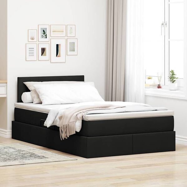 vidaXL Cama con almacenamiento y LED con LED Negro 120 x 190 cm tela