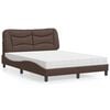 vidaXL Cama con colch&oacute;n Hvar cuero sint&eacute;tico marr&oacute;n 140x190 cm