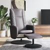 vidaXL Sill&oacute;n reclinable con reposapi&eacute;s cuero sint&eacute;tico gris