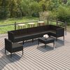 vidaXL Set de muebles de jard&iacute;n 8 pzas y cojines rat&aacute;n sint&eacute;tico negro