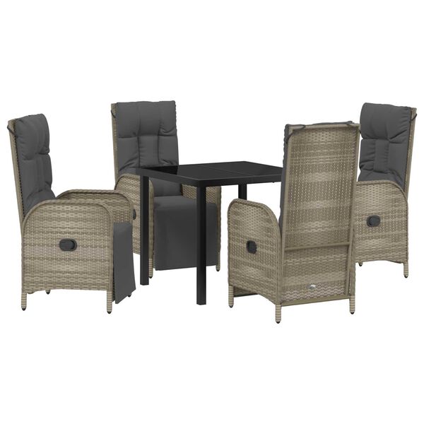 vidaXL Conjunto de Comedor de Jard&iacute;n 5 pcs Gris rat&aacute;n sint&eacute;tico