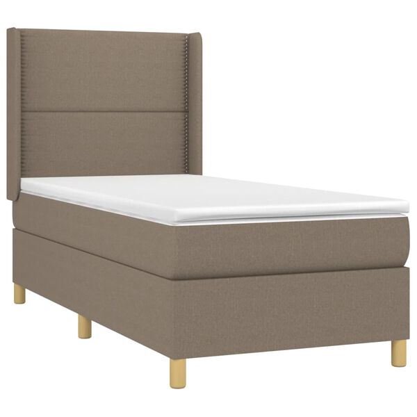vidaXL Cama box spring colchón y luces LED gris taupe 80x200 cm