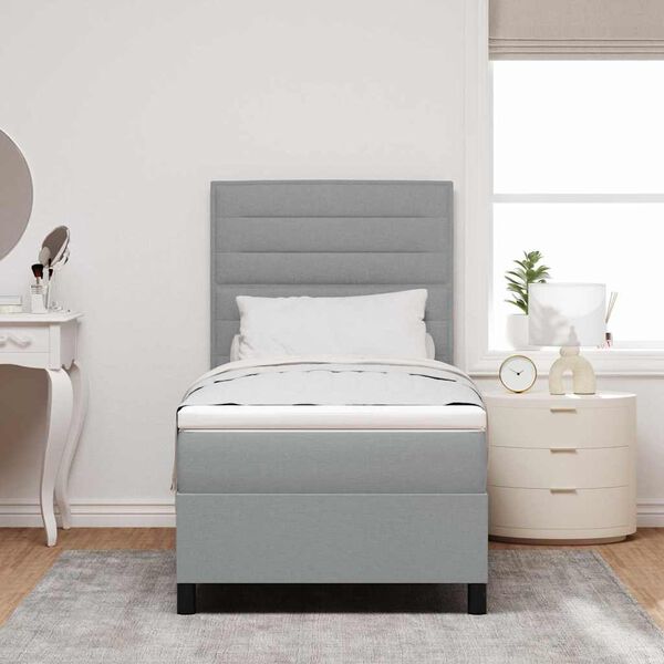 vidaXL Cama tipo Box Spring con colch&oacute;n Gris claro 80 x 200 cm tela