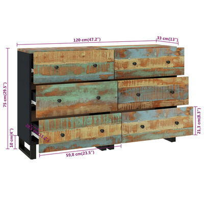 vidaXL Aparadores 2 unidades madera maciza reciclada 60x33x75 cm