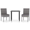 vidaXL Juego de comedor para jard&iacute;n 3 piezas rat&aacute;n sint&eacute;tico gris
